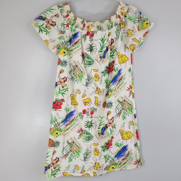 J. CREW colorful Hawaiian printed off-shoulder cotton popover mini shift dress - Picture 11 of 14